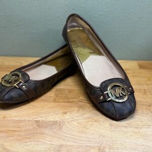 Michael Kors Dark Brown Loafers with Gold Accents
